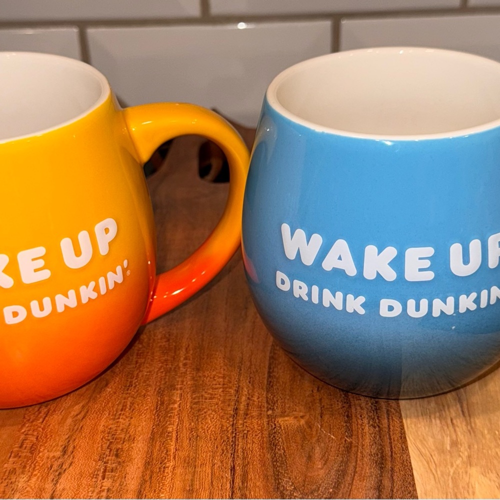 Dunkin Donuts Ceramic Mugs - Blue & Orange you get both for the price.